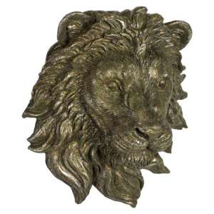 Maverick Metal Wall Lion Head Sculpture In Antique Bronze - UK