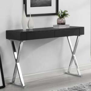 Mayline Glass Top High Gloss Console Table In Black - UK