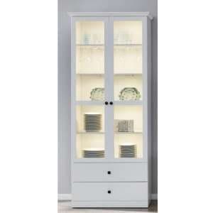 Median Display Cabinet In White With 2 Doors And LED - UK