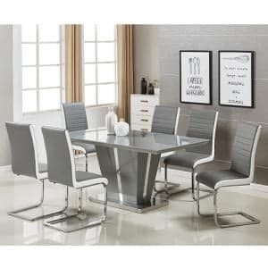 Memphis Large Grey Gloss Dining Table 6 Symphony Grey Chairs - UK