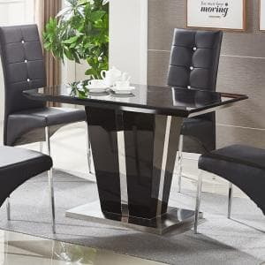 Memphis Small High Gloss Dining Table In Black With Glass Top - UK