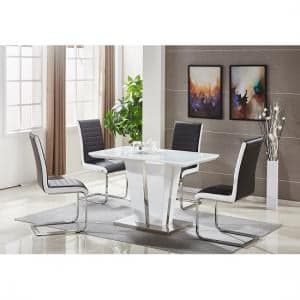 Memphis Small White Gloss Dining Table 4 Symphony Black Chairs - UK