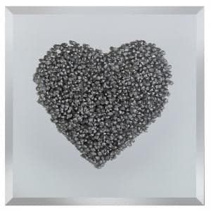 Menelas Square Glass Wall Art With Silver Glitter Clusters - UK