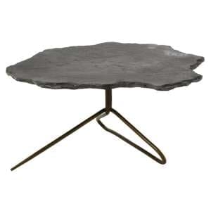 Menkent Grey Stone Top Coffee Table With Antique Brass Legs - UK