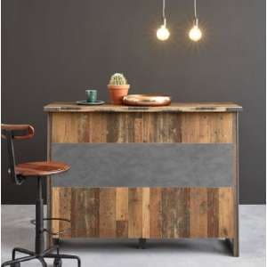 Merano Wooden Bar Unit In Old Wood And Matera Grey - UK