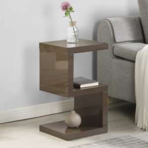 Miami High Gloss S Shape Design Side Table In Stone - UK