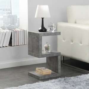 Miami Wooden S Shape Design Side Table In Concrete Effect - UK