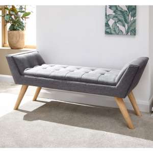 Mopeth Fabric Upholstered Window Seat Bench In Dark Grey - UK