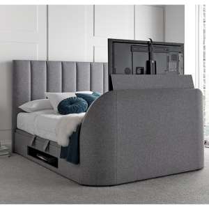 Milton Ottoman Marbella Fabric Double TV Bed In Grey - UK