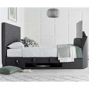 Milton Ottoman Pendle Fabric King Size TV Bed In Slate - UK