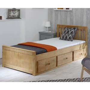 Mission Single Bed with Storage In Waxed Pine With 3 Drawers - UK