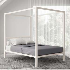 Modena Metal Canopy Double Bed In White - UK