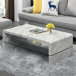Momo High Gloss Coffee Table In Magnesia Marble Effect - UK