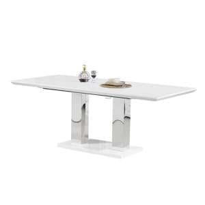 Monton Large Extending High Gloss Dining Table In White - UK