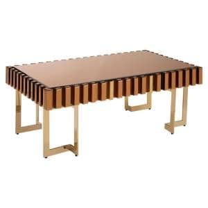 Montuno Mirrored Coffee Table With Gold Stainless Steel Frame - UK