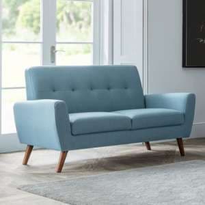 Macia Linen Compact Retro 2 Seater Sofa In Blue - UK