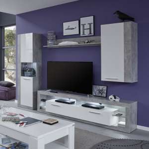 Monza Living Room Set 5 In Grey Gloss White Fronts With LED - UK