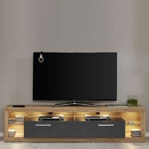 Monza Lowboard TV Stand In Wotan Oak And Matera With LED - UK