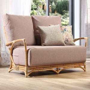 Morioka Rattan 2 Seater Sofa With Smooth Blush Seat Cushion - UK