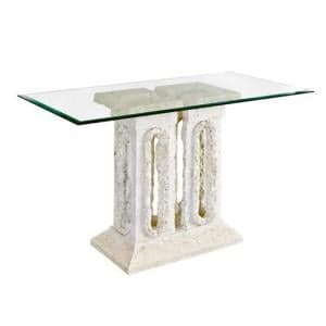 Tower Macatan Stone Console Table With Glass Top - UK