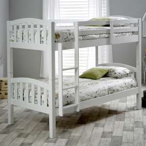 Mya Wooden Single Bunk Bed In White - UK