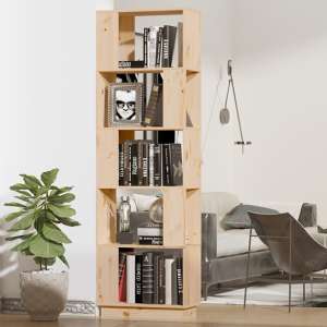 Nadav Solid Pine Wood Bookcase And Room Divider In Natural - UK