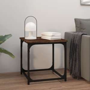 Nadra Wooden Side Table Square In Smoked Oak - UK