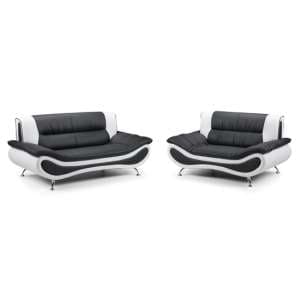 Nonoil Faux Leather 3+2 Seater Sofa Set In Black And White - UK
