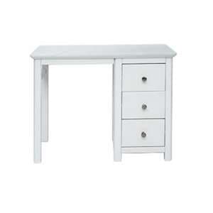 Newham Single Pedestal Dressing Table In White With 3 Drawers - UK