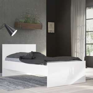Nakou High Gloss Single Bed In White - UK