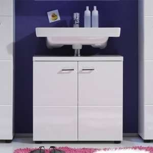 Narto Wooden Bathroom Vanity Unit In White High Gloss - UK
