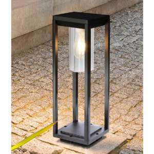 Nash Outdoor Garden Post Light In Black With Clear Glass - UK