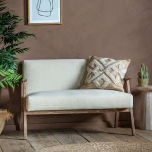 Neelan Fabric 2 Seater Sofa With Wooden Frame In Natural - UK
