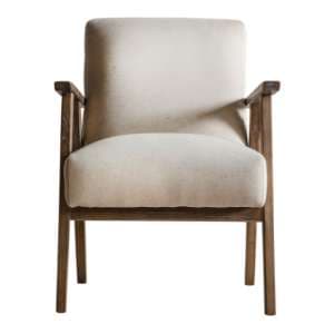Neelan Fabric Armchair With Wooden Frame In Natural - UK