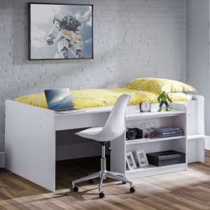 Nabila Midsleeper Bunk Bed With Computer Desk In White - UK