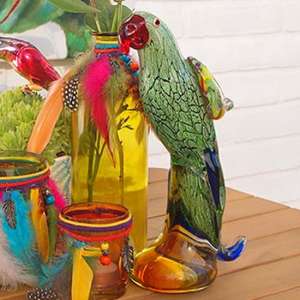 Newark Glass Parrot Sculpture In Multicolour - UK