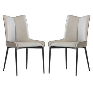 Newark Grey And Light Grey Faux Leather Dining Chairs In Pair - UK