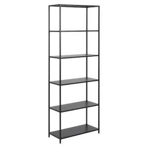 Newberry Metal Bookcase With 5 Shelves In Black - UK