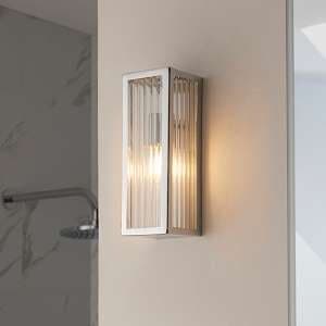 Newham Small Wall Light In Chrome With Ribbed Glass Diffuser - UK