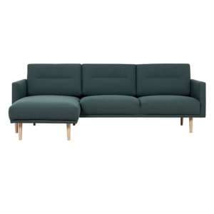 Nexa Fabric Left Handed Corner Sofa In Dark Green With Oak Legs - UK