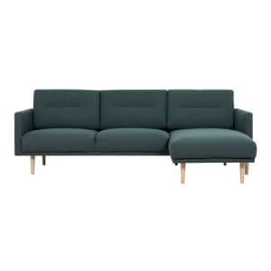 Nexa Fabric Right Handed Corner Sofa In Dark Green With Oak Legs - UK