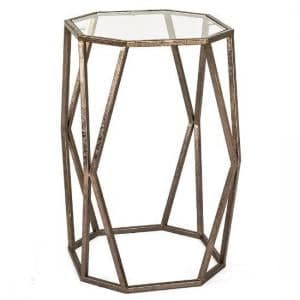 Nicole Glass Side Table In Clear With Antique Bronze Frame - UK