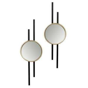 Nifty Set Of 2 Wall Bedroom Mirror In Black And Gold Frame - UK