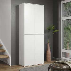 Nitra Wooden Hallway Storage Cabinet With 4 Doors In White - UK