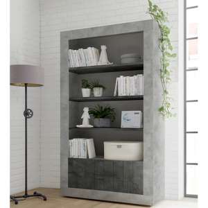 Nitro 2 Doors 3 Shelves Bookcase In Cement Effect And Oxide - UK