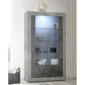 Nitro 2 Doors LED Display Cabinet In Cement Effect And Oxide - UK
