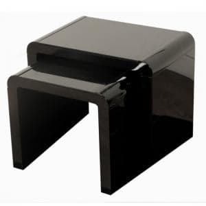 Norset Modern Set of 2 Nesting Tables In Black Gloss - UK