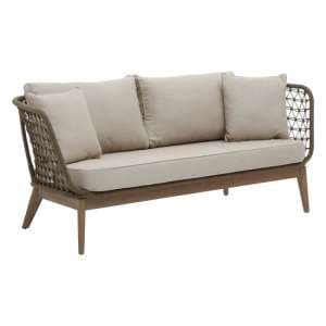 Okala Woven 2 Seater Sofa With Grey Fabric Cushion In Natural - UK