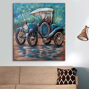 Oldtimer Picture Metal Wall Art In Blue - UK