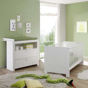 Oley Baby Room Wooden Furniture Set 1 In White - UK